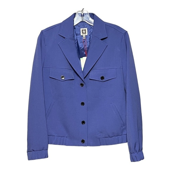 Anne Klein Snap Button Designer Jacket Lilac Purple Notch Lapel Chest Pockets - Picture 1 of 4